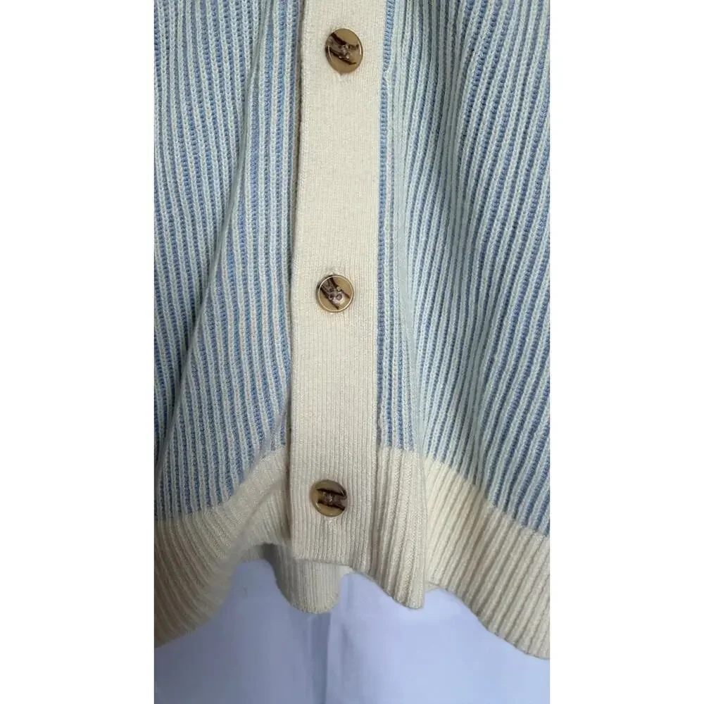 Goodfellow & Co Men's XXL Rib Knit Button Sweater Blue Ivory NWT FAST SHIPPING